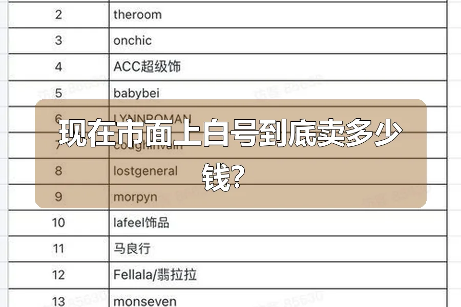 现在市面上白号到底卖多少钱？